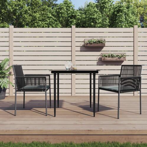 vidaXL Καρέκλες Κήπου 2 τεμ. Μαύρες 54x60,5x83,5 εκ Συνθ. Ρατάν/Μαξιλ. 364102