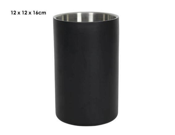 HIT Σαμπανιέρα - Βάση μπουκαλιού (22092830) Με διπλό τοίχωμα, ανοξείδωτο ατσάλι, σατινέ μαύρο, 12 x 12 x 16 cm