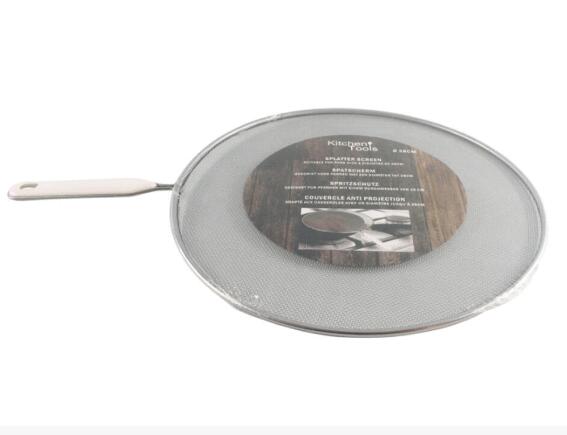 Κάλυμμα τηγανιού Kitchen Tools 22276996 Ανοξείδωτο ατσάλι, πλαστικό χερούλι, Ø 28 x 1cm, Γκρί/άσπρο