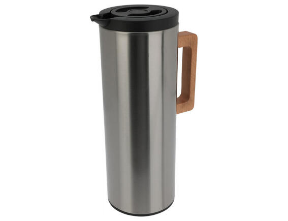 Θερμός Aνοξείδωτο ατσάλι με ξύλινη λαβή, χωρητικότητας 1L