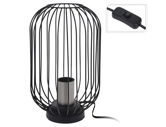 H&S COLLECTION Eπιτραπέζιο μεταλλικό φωτιστικό με λαμπτήρα Ε27 και διαστάσεις 18x18x29cm - Μαύρο