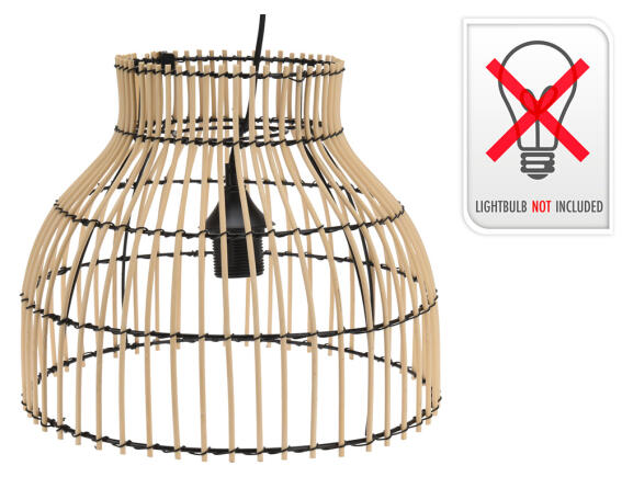 Φωτιστικό ρεύματος οροφής από Ξύλο Βamboo, με λαμπτήρα Ε27 και διαστάσεις 36x36x30cm - Καφέ