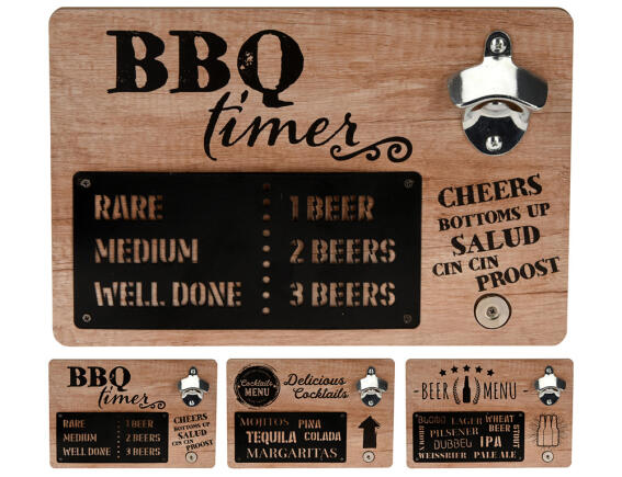 Ανοιχτήρι μπουκαλιών τοίχου Ξύλο ΜDF/Μέταλλο, με μαγνήτη, σε 3 επιλογές σχεδίου, 30x20cm