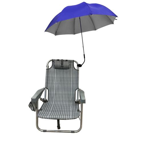 Velco Βοηθητική Μεταλλική Ομπρέλα 1,2m Για Καρέκλα Παραλίας - Μπλε Με Εσωτερική Ασημί Επίστρωση