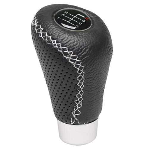 Αuto Gs Πόμολο Λεβιέ Ταχυτήτων Universal Δερματίνη Μαύρο Με Άσπρη Ραφή Για Σηκωτή Ή Πατητή Όπισθεν