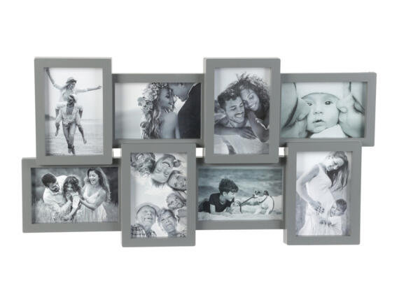 Κορνίζα τοίχου με 8 θέσεις, διαστάσεις 59x31cm και διαστάσεις φωτογραφίας 10 x 15 cm - Γκρι