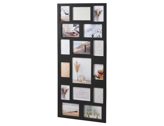 Κορνίζα τοίχου με 16 θέσεις, διαστάσεις 46.5 x 109 x 1.8cm και διαστάσεις φωτογραφίας 10 x 15 cm / 13 x 18 cm / 20 x 25 cm