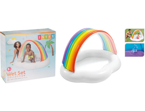 Φουσκωτή πισίνα Cloud Rainbow Intex παιδική, χωρητικότητας 82lt, 142x119x84cm