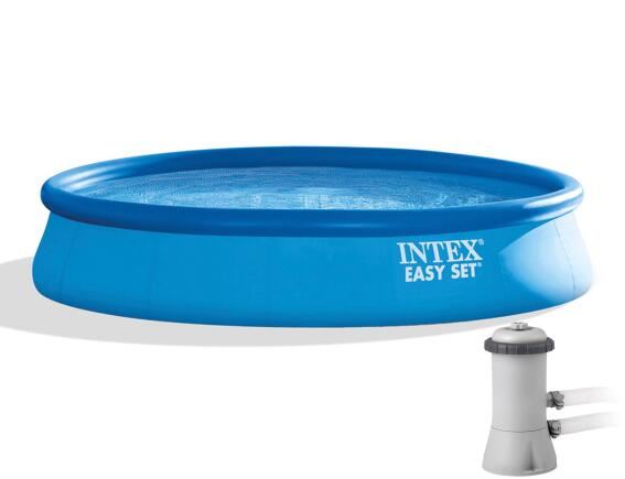 Φουσκωτή Πισίνα Intex Easy Set οικογενειακή, με χωρητικότητα 9792lt και διαστάσεις 457x457x84cm - Περιλαμβάνεται αντλία φίλτρου