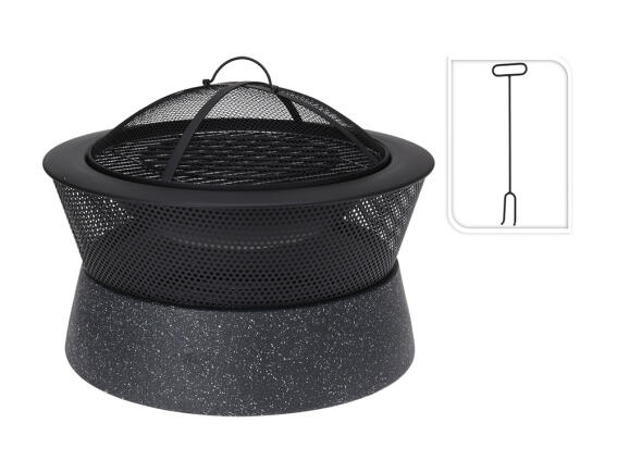 Εστία φωτιάς εξωτερικού χώρου με σχάρα ΒΒQ, 54.5x38cm, Μαύρο