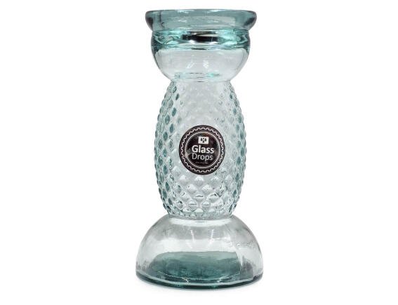 Κηροπήγιο Glass Drops Diamante (4773) Aπό 100% ανακυκλωμένο γυαλί, Διαστάσεων Ø 14 x Υ 28 cm