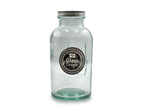 Glass Drops Δοχείο με καπάκι Storage (5290)  Aπό 100% ανακυκλωμένο γυαλί, Xωρητικότητας 500ml, Διαστάσεων Ø 8.5 x Υ 16.5 cm