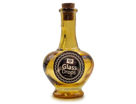 Διακοσμητικό Μπουκάλι με πώμα Glass Drops Navarra (5622DB411) Aπό 100% ανακυκλωμένο γυαλί, Xωρητικότητας 250ml, Διαστάσεων Ø 9 x Υ 15 cm, Yellow Gold