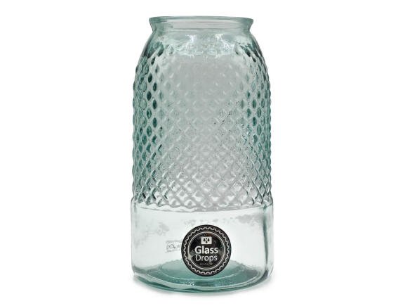 Διακοσμητικό Βάζο Glass Drops Diamante (5947)  Aπό 100% ανακυκλωμένο γυαλί, Xωρητικότητας 3.6L, Διαστάσεων Ø 15 x Υ 28 cm