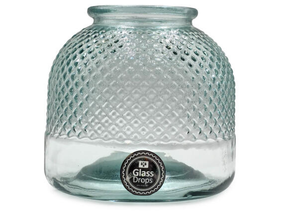 Glass Drops Διακοσμητικό Βάζο - Κηροπήγιο Diamante (5948)  Aπό 100% ανακυκλωμένο γυαλί, Xωρητικότητας 6.8L, Διαστάσεων Ø 24 x Υ 24 cm