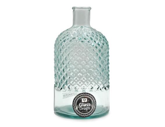 Glass Drops Διακοσμητικό Βάζο Diamante (5989)  Aπό 100% ανακυκλωμένο γυαλί, Xωρητικότητας 1.5L, Διαστάσεων Ø 12 x Υ 22 cm