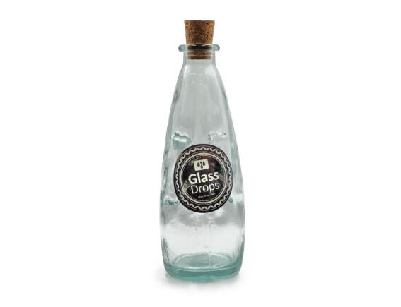 Glass Drops Μπουκάλι με πώμα φελλού Sac (5992) Aπό 100% ανακυκλωμένο γυαλί, Xωρητικότητας 300ml, Διαστάσεων Ø 6.5 x Υ 18 cm