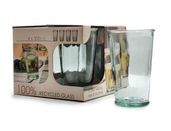 San Miguel Σετ 4 ποτήρια Liso (XR2085.01) Aπό 100% ανακυκλωμένο γυαλί, Xωρητικότητας 300ml, Διαστάσεων Ø 17 x Υ 13.5cm