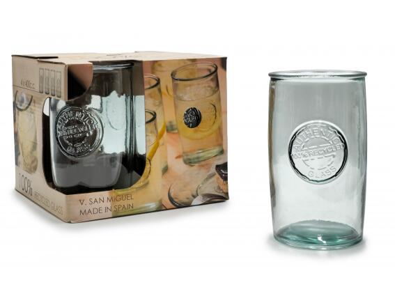 San Miguel Σετ 4 ποτήρια Authentic Alto (XR2177.01) Aπό 100% ανακυκλωμένο γυαλί, Xωρητικότητας 450ml, Διαστάσεων Ø 17 x Υ 14 cm