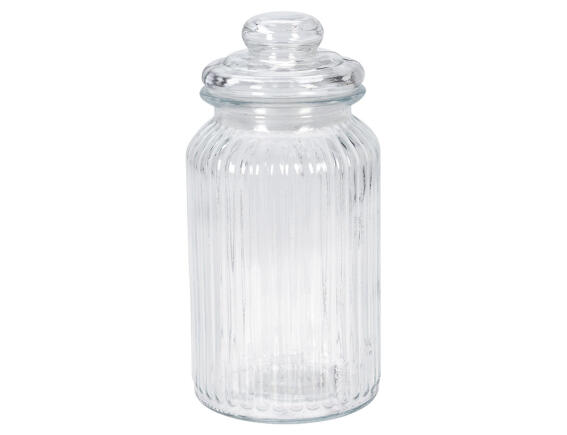 Γυάλινο βάζο Excellent Houseware με καπάκι, Χωρητικότητας 1L, 10x22cm