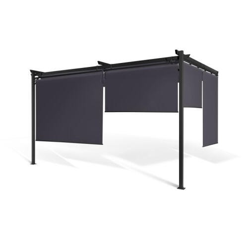 Inkazen Επιτοίχια Μεταλλική Πέργκολα με Πτυσσόμενη Οροφή και 4 Τέντες 4 x 2.7 m Marina Inkazen 40031437