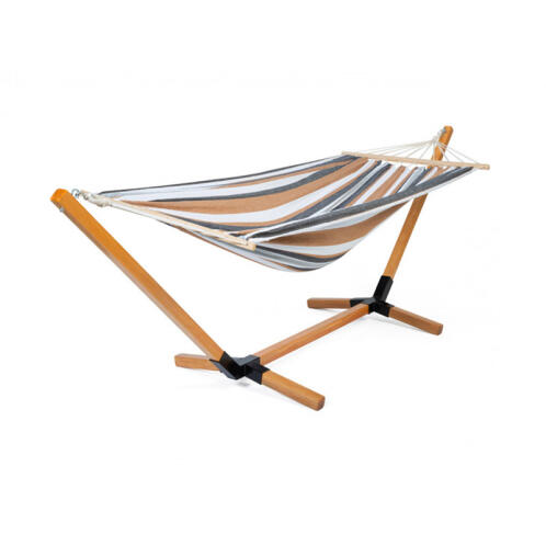 Inkazen Υφασμάτινη Διπλή Αιώρα με Βάση 310 x 90 x 100 cm Χρώματος Καφέ 40040392