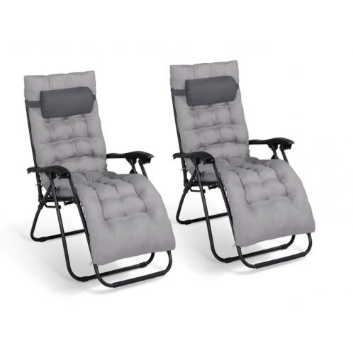 Σετ Μεταλλικές Πτυσσόμενες Καρέκλες Κήπου - Ξαπλώστρες με Μαξιλάρια 70 x 92 x 110 cm 2 τμχ Inkazen 40044173