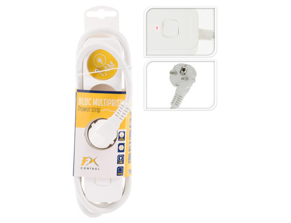 Πολύπριζο - 3x Schuko - Με Διακόπτη On/Off - Καλώδιο 1.4m - Λευκό