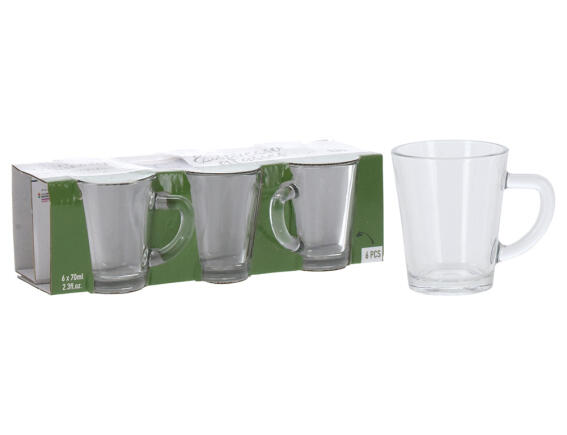 Εxcellent Houseware Σετ Κούπες Καφέ γυάλινες, χωρητικότητας 70ml - 6 τεμάχια