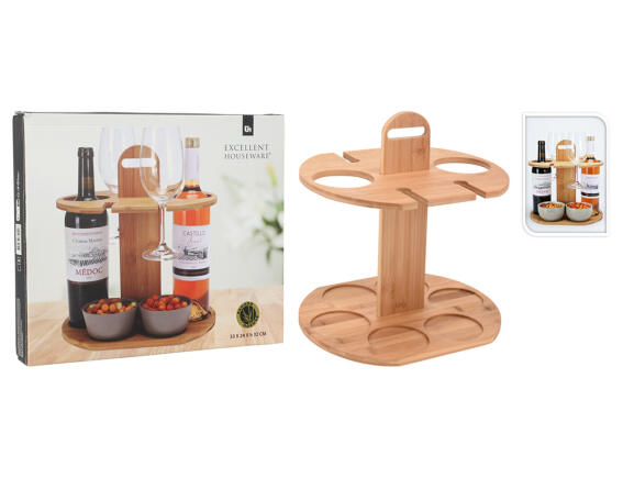 Βάση για ποτήρια και μπουκάλια Εxcellent Houseware Ξύλο Μπαμπού, 32.5x24x31.5cm - Kαφέ