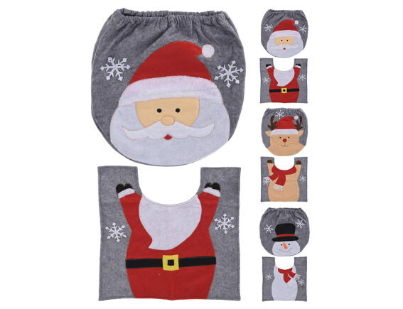 Σετ χριστουγεννιάτικο κάλυμμα τουαλέτας και χαλάκι σε 3 επιλογές σχεδίου