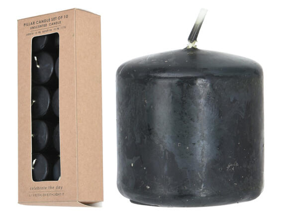 Σετ κεριά 3.8x3.8cm - 10 τεμάχια, Μαύρα