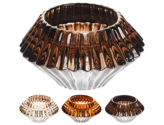 Διακοσμητικό Κηροπήγιο γυάλινο, με διαστάσεις 7.5x7.5x4.3cm, σε 3 επιλογές χρώματος