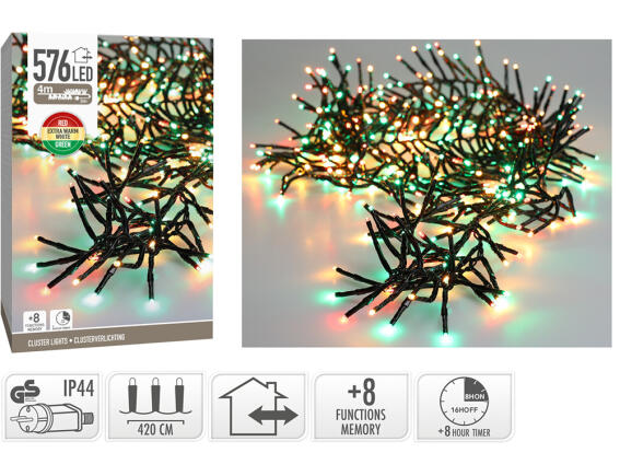 Greentech 576 Φωτάκια LED 4 Μέτρα 3 Μέτρα Σύνδεσης με Xειριστήριο και 8 Προγράμματα Πολύχρωμα
