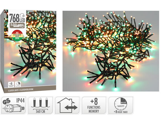 Greentech 768 Φωτάκια LED 5.5 Μέτρα και 3 Μέτρα Σύνδεσης Πολύχρωμο