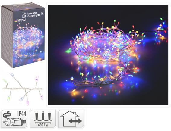 Deco 480 Φωτάκια MicroLED - 4.8 Μέτρα + 5 Μέτρα σύνδεσης , Πυκνή Διάταξη, Ασημί συρμάτινο καλώδιο - Πολύχρωμο