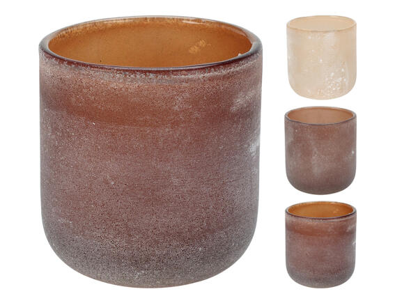 Διακοσμητικό Κηροπήγιο γυάλινο, με διαστάσεις 9.5x10cm, σε 3 επιλογές χρώματος