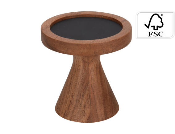 Διακοσμητικό Κηροπήγιο από Ξύλο ακακίας, με διαστάσεις 10.5x10.5cm, Καφέ