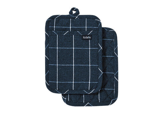 Ladelle Πιάστρες Κουζίνας 21x21cm Navy Eco Check -Ανακυκλωμένο Βαμβάκι