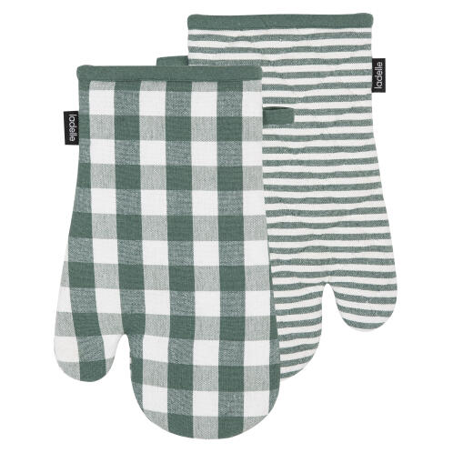 Ladelle Γάντια Κουζίνας 18x33cm Πράσινα ECO Gingham Από Ανακυκλωμένο Βαμβάκι -Σετ 2 Τεμαχίων