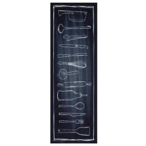 vidaXL Χαλί Κουζίνας Toile Μαύρο 180 x 60 cm Βελούδο 42013431