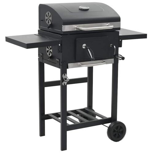 vidaXL Ψησταριά Κάρβουνου / BBQ Μαύρη με Κάτω Ράφι 44280