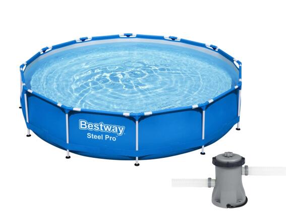 Bestway Πισίνα Steel Pro οικογενειακή, με μεταλλικό σκελετό χωρητικότητα 6473lt και διαστάσεις 366x366x76cm - Περιλαμβάνεται αντλία φίλτρου