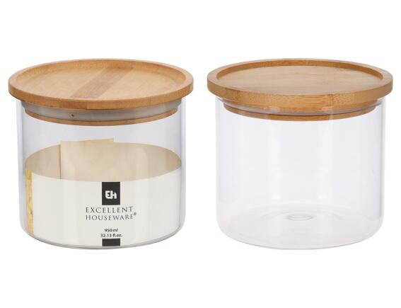 Γυάλινο Δοχείο Αποθήκευσης Εxcellent Houseware με καπάκι, Χωρητικότητας 950ml