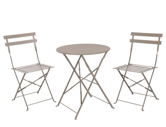 Πτυσσόμενο Σετ Κήπου & Βεράντας με Τραπέζι Bistro και 2 Καρέκλες - Μέταλλο - Taupe matt