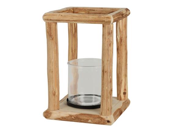 Διακοσμητικό Φανάρι με διαστάσεις 16x16x25cm, Σε απόχρωση ξύλου