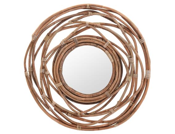 Διακοσμητικός καθρέπτης τοίχου Kubu στρογγυλός, με διαστάσεις 90x6cm - Σε απόχρωση ξύλου