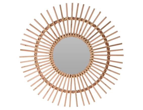 Διακοσμητικός καθρέπτης τοίχου στρογγυλός, με διαστάσεις 78x78x2cm - Σε απόχρωση ξύλου