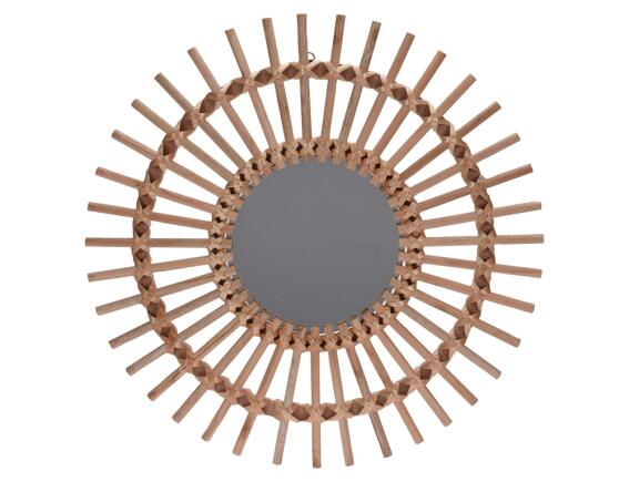 Διακοσμητικός καθρέπτης τοίχου στρογγυλός, με διαστάσεις 50x50x1.8cm - Σε απόχρωση ξύλου