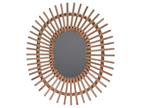 Διακοσμητικός καθρέπτης τοίχου οβάλ, με διαστάσεις 58x49x2cm - Σε απόχρωση ξύλου